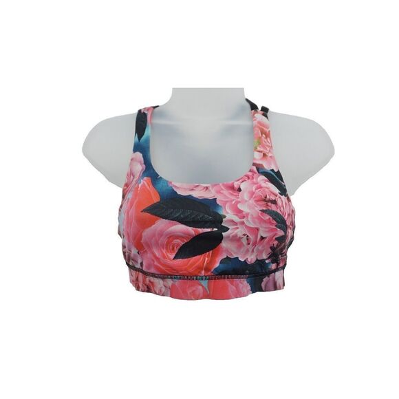 Lululemon Energy Bra Secret Garden Pink Black Floral Size 4 - Picture 1 of 7